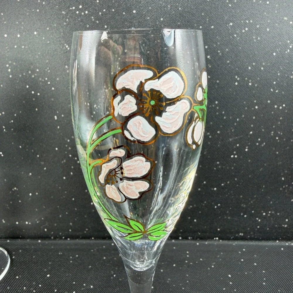 Perrier Jouet Belle Epoque Champagne Flutes Set of 3 Floral Anemone Glassware